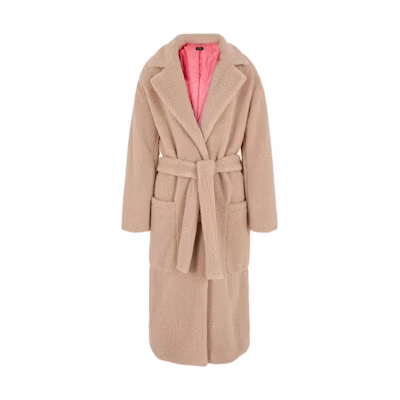 (Women) ARMANI EXCHANGE Beige Belted Fleece Coat with Collar 6RYL04-YJFAZ-0748