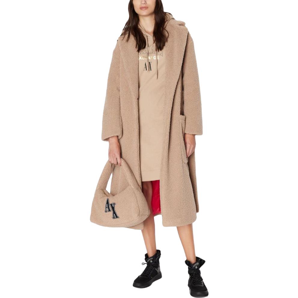 Lookbook (Women) ARMANI EXCHANGE  Beige Belted Fleece Coat with Collar 6RYL04-YJFAZ-0748