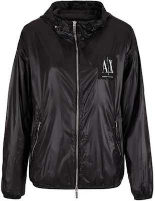 (W) ARMANI EXCHANGE Hoodie Hitam Zip Jaket dengan Logo Cetak SS24. 8NYB45-YNYNZ-1200 Buy (W) ARMANI EXCHANGE Hoodie Hitam Zip Jaket dengan Logo Cetak SS24. 8NYB45-YNYNZ-1200