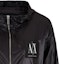 Shop (W) ARMANI EXCHANGE Hoodie Hitam Zip Jaket dengan Logo Cetak SS24. 8NYB45-YNYNZ-1200
