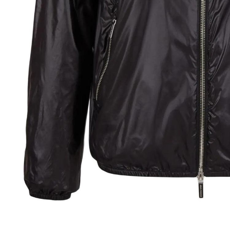 Purchase (W) ARMANI EXCHANGE Hoodie Hitam Zip Jaket dengan Logo Cetak SS24. 8NYB45-YNYNZ-1200