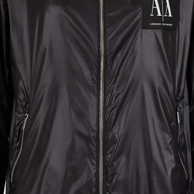(W) ARMANI EXCHANGE Hoodie Hitam Zip Jaket dengan Logo Cetak SS24. 8NYB45-YNYNZ-1200 Sizing (W) ARMANI EXCHANGE Hoodie Hitam Zip Jaket dengan Logo Cetak SS24. 8NYB45-YNYNZ-1200