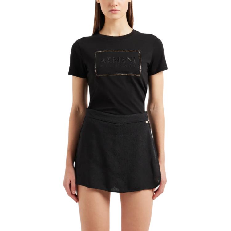 Lookbook (W) 阿玛尼AX 黑色提花侧拉链休闲短裤 SS24. 3DYS66-YN9RZ-1200