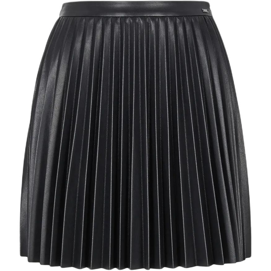 (Women) ARMANI EXCHANGE  Black Pleated A-Line Casual Skirt SS24 Glossy Finish. 6DYN24-YNNNZ-1200