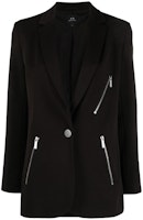 (Women) ARMANI EXCHANGE Black Single-Button Blazer with Zippered Pockets. 6RYG26-YN5LZ-1200 (Women) ARMANI EXCHANGE Black Single-Button Blazer with Zippered Pockets. 6RYG26-YN5LZ-1200