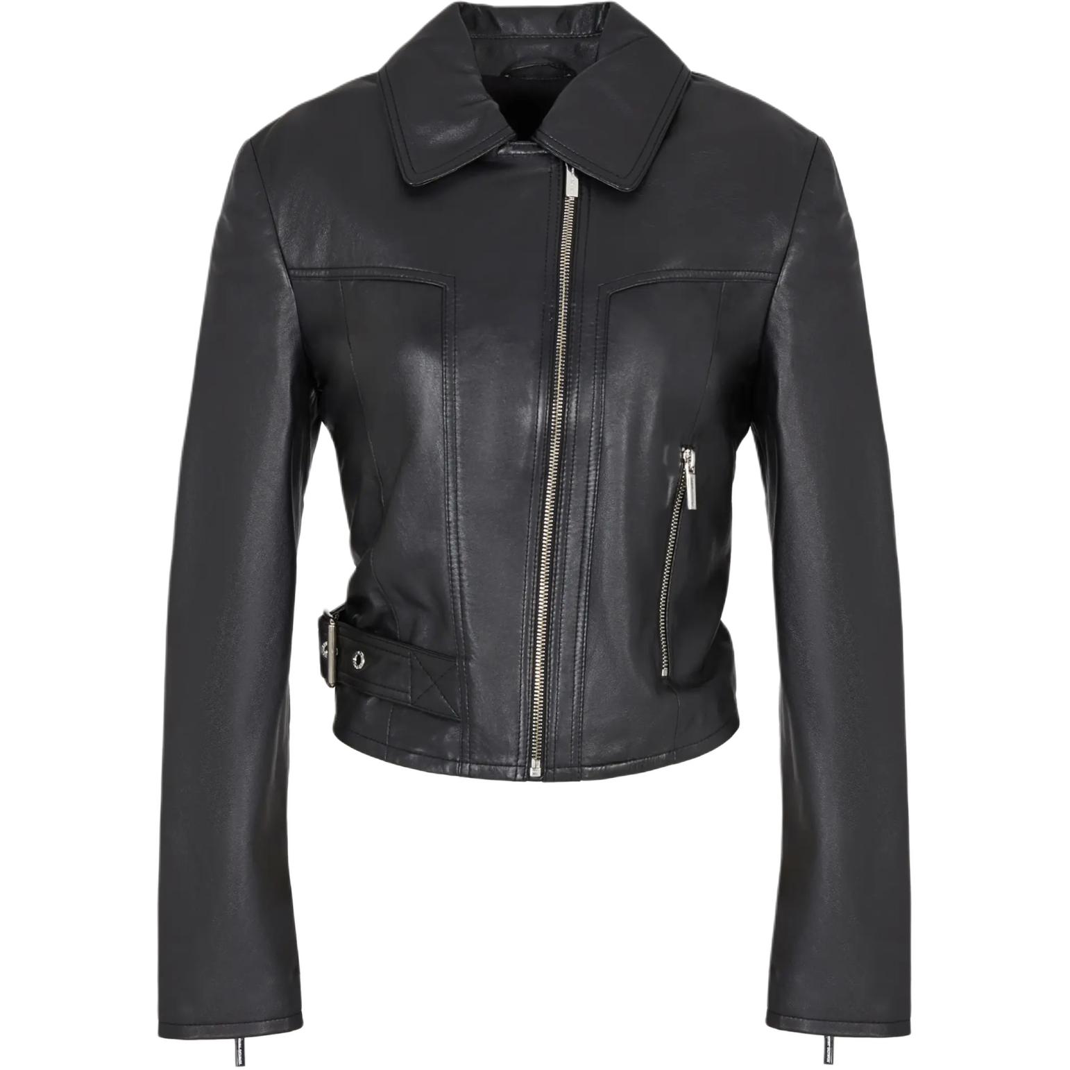 (Women) ARMANI EXCHANGE  Black Slim-Fit Biker Leather Jacket SS24 6DYB50-YLP3Z-1200