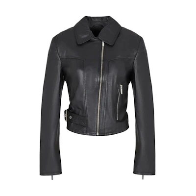 (Women) ARMANI EXCHANGE Black Slim-Fit Biker Leather Jacket SS24 6DYB50-YLP3Z-1200