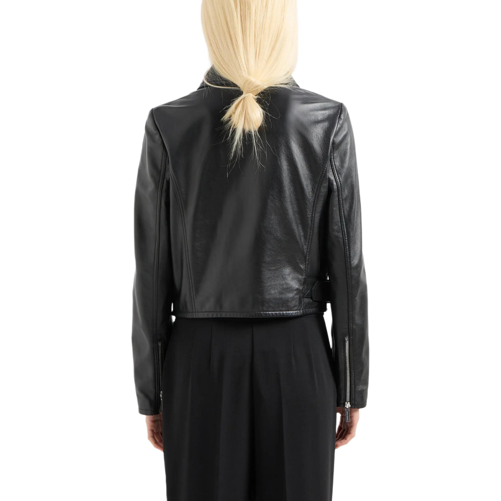 (Women) ARMANI EXCHANGE  Black Slim-Fit Biker Leather Jacket SS24 6DYB50-YLP3Z-1200 圖 5