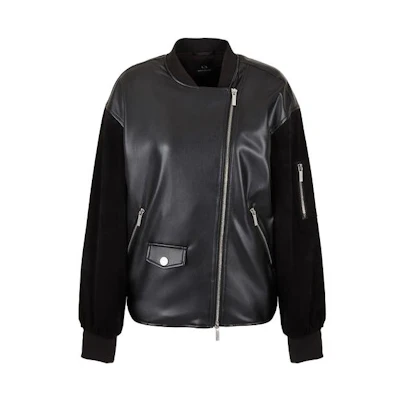 (Women) Armani Exchange Black Zip-Up Patchwork High Collar Jacket 3DYB09-YNYJZ1-1200