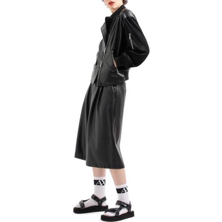 Purchase (W) 아르마니 익스체인지 블랙 지퍼 업 패치워크 하이칼라 자켓 3DYB09-YNYJZ1-1200