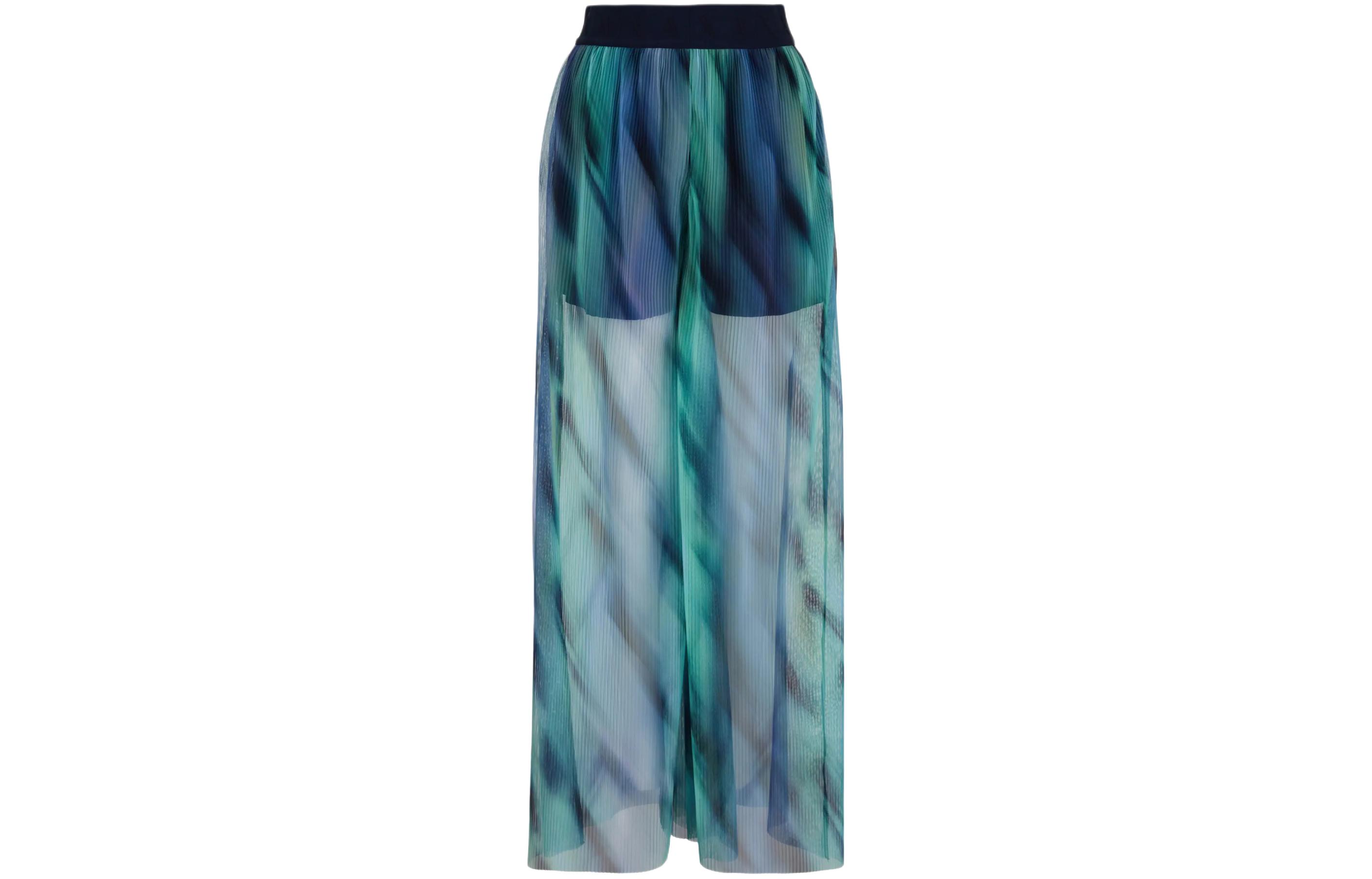 (Women) ARMANI EXCHANGE  Colorblock Pleated Wide-Leg Chiffon Pants SS24. 3DYP10-YN8QZ-28AC