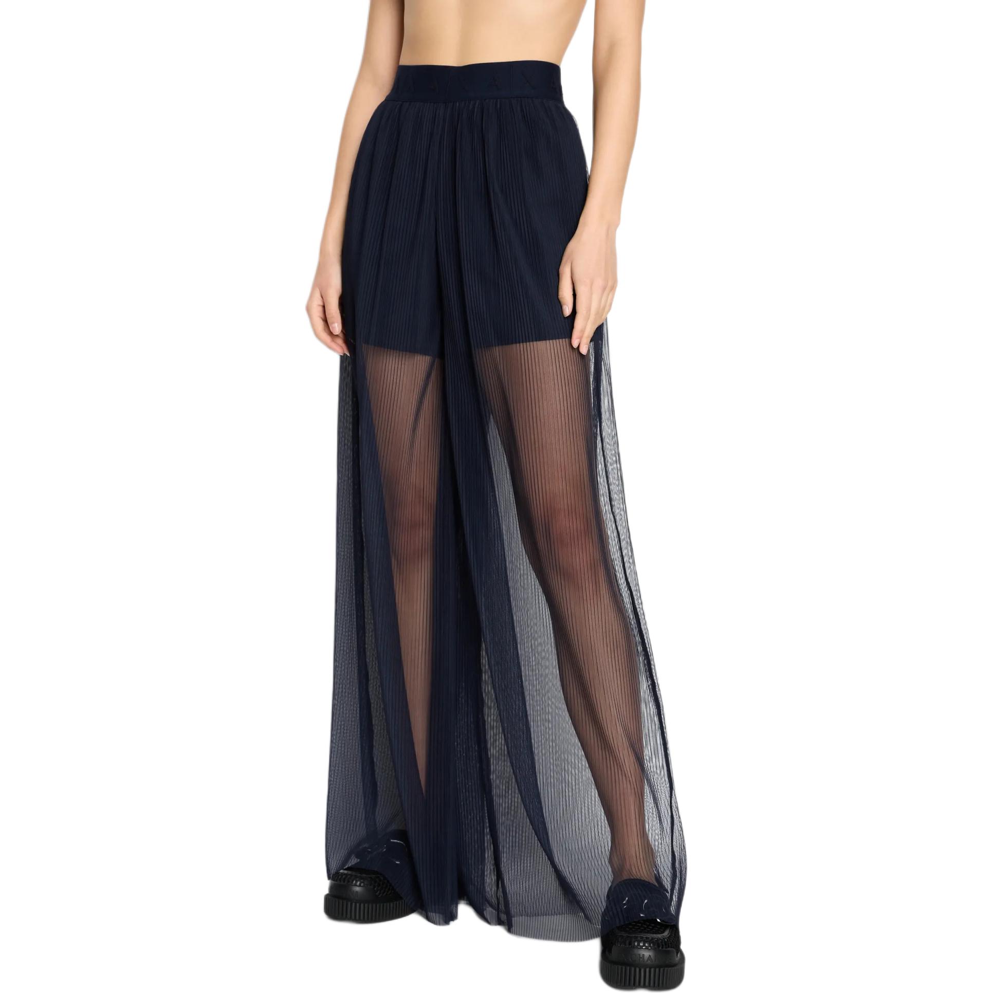 Purchase (W) ARMANI EXCHANGE 拼色百褶寬腿雪紡長褲 SS24. 3DYP10-YN8QZ-28AC