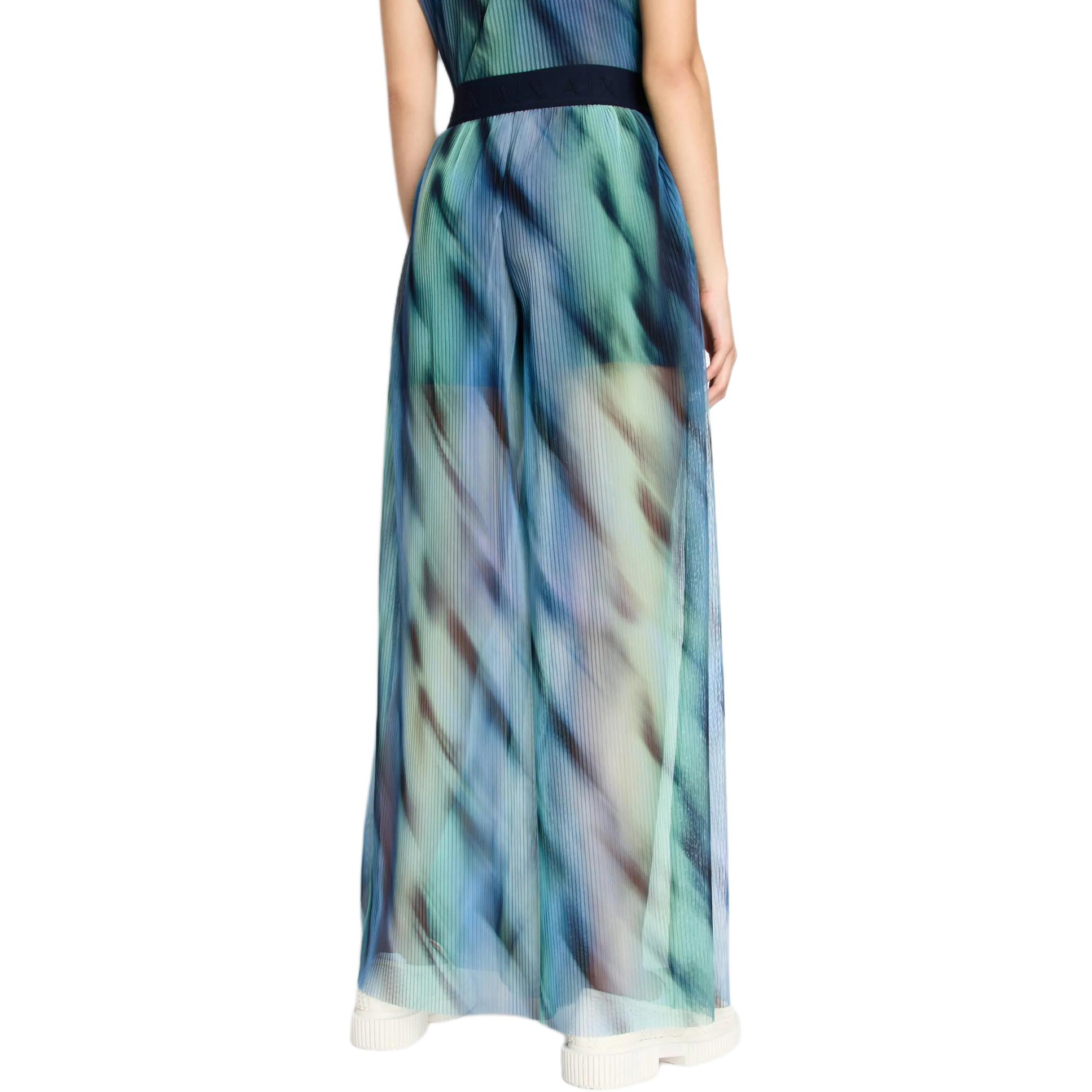 Cheap (W) ARMANI EXCHANGE 拼色百褶寬腿雪紡長褲 SS24. 3DYP10-YN8QZ-28AC