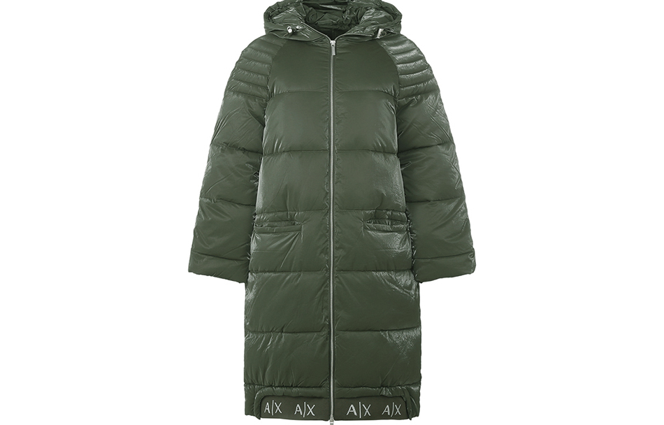 Order (Women) ARMANI EXCHANGE  FW22 Oversized Hooded Long Cotton Jacket Dark Green. 6LYK07-YNSKZ-1880