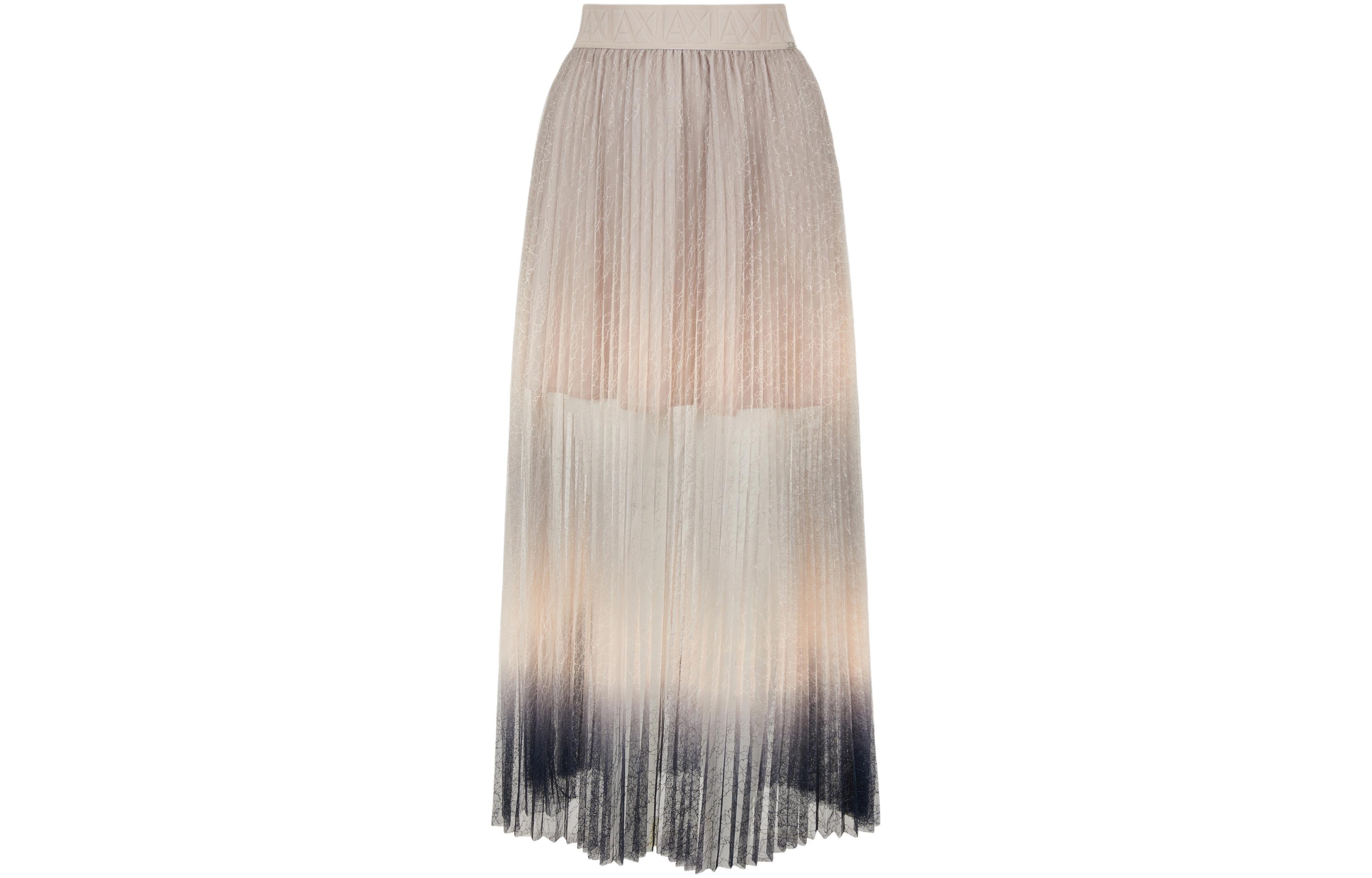 (Women) ARMANI EXCHANGE  Gradient Pleated Lace Casual Maxi Skirt Grey-Brown SS24. 3DYN01-YNYLZ-1786
