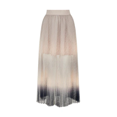 (Women) ARMANI EXCHANGE Gradient Pleated Lace Casual Maxi Skirt Grey-Brown SS24. 3DYN01-YNYLZ-1786