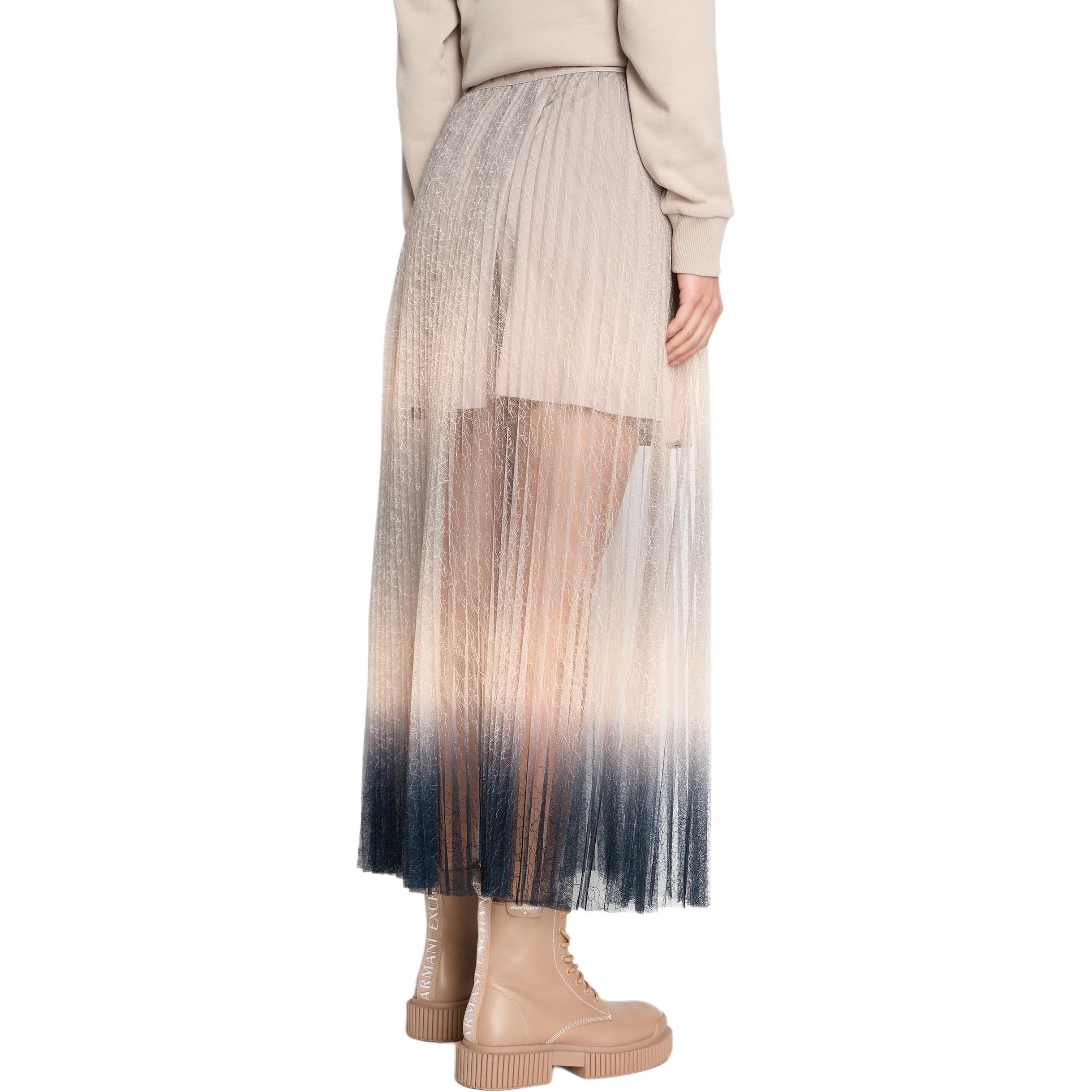 Purchase (W) 阿玛尼AX渐变褶饰蕾丝休闲长裙 灰棕色 2024春夏款 3DYN01-YNYLZ-1786