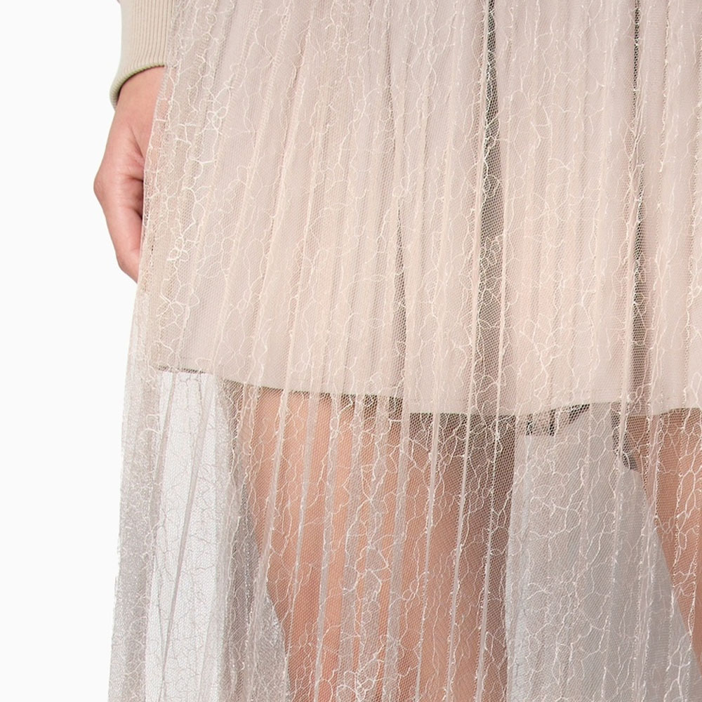 Details for (W) 阿玛尼AX渐变褶饰蕾丝休闲长裙 灰棕色 2024春夏款 3DYN01-YNYLZ-1786