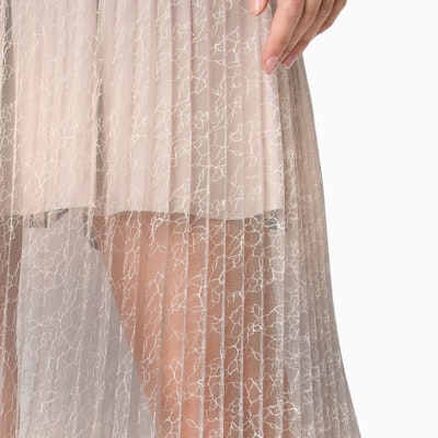 (W) 阿玛尼AX渐变褶饰蕾丝休闲长裙 灰棕色 2024春夏款 3DYN01-YNYLZ-1786 Sizing (W) 阿玛尼AX渐变褶饰蕾丝休闲长裙 灰棕色 2024春夏款 3DYN01-YNYLZ-1786