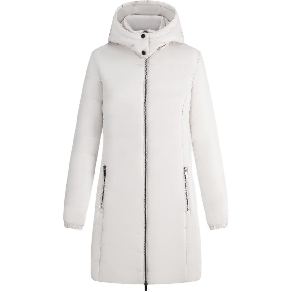 (Women) ARMANI EXCHANGE  Long Hooded Zip Coat FW23 Light Beige. 8NYK12-YNMAZ-1783