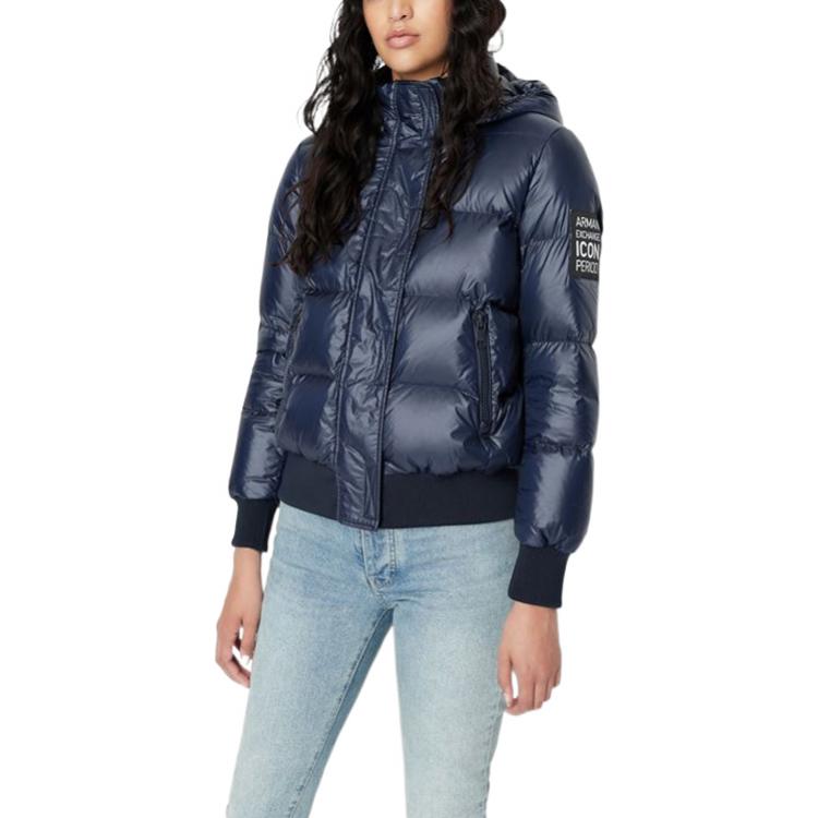 Lookbook (W) ARMANI EXCHANGE Sudadera Chaqueta Azul Marino con Letras Impresas FW22. 8NYB40-YNYNZ-115AH