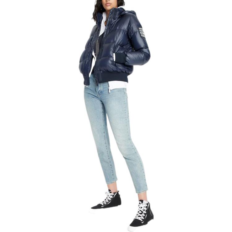 Shop (W) ARMANI EXCHANGE Sudadera Chaqueta Azul Marino con Letras Impresas FW22. 8NYB40-YNYNZ-115AH