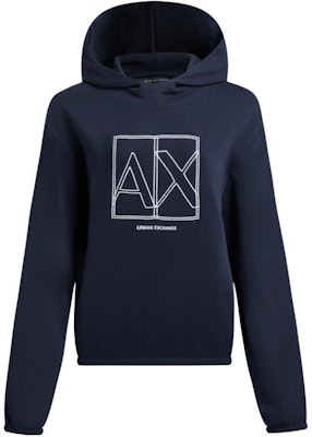 (W) ARMANI EXCHANGE Hoodie Biru Tua dengan Rekaan Logo - Koleksi SS24. 3DYM27-YJDBZ-1593 Order (W) ARMANI EXCHANGE Hoodie Biru Tua dengan Rekaan Logo - Koleksi SS24. 3DYM27-YJDBZ-1593