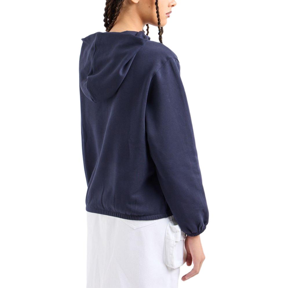 Details for (W) ARMANI EXCHANGE Hoodie Biru Tua dengan Rekaan Logo - Koleksi SS24. 3DYM27-YJDBZ-1593