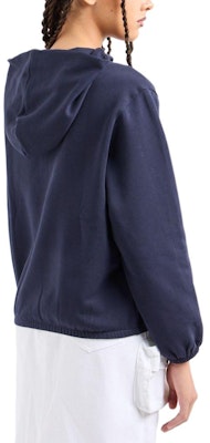 (W) ARMANI EXCHANGE Hoodie Biru Tua dengan Rekaan Logo - Koleksi SS24. 3DYM27-YJDBZ-1593 Details for (W) ARMANI EXCHANGE Hoodie Biru Tua dengan Rekaan Logo - Koleksi SS24. 3DYM27-YJDBZ-1593