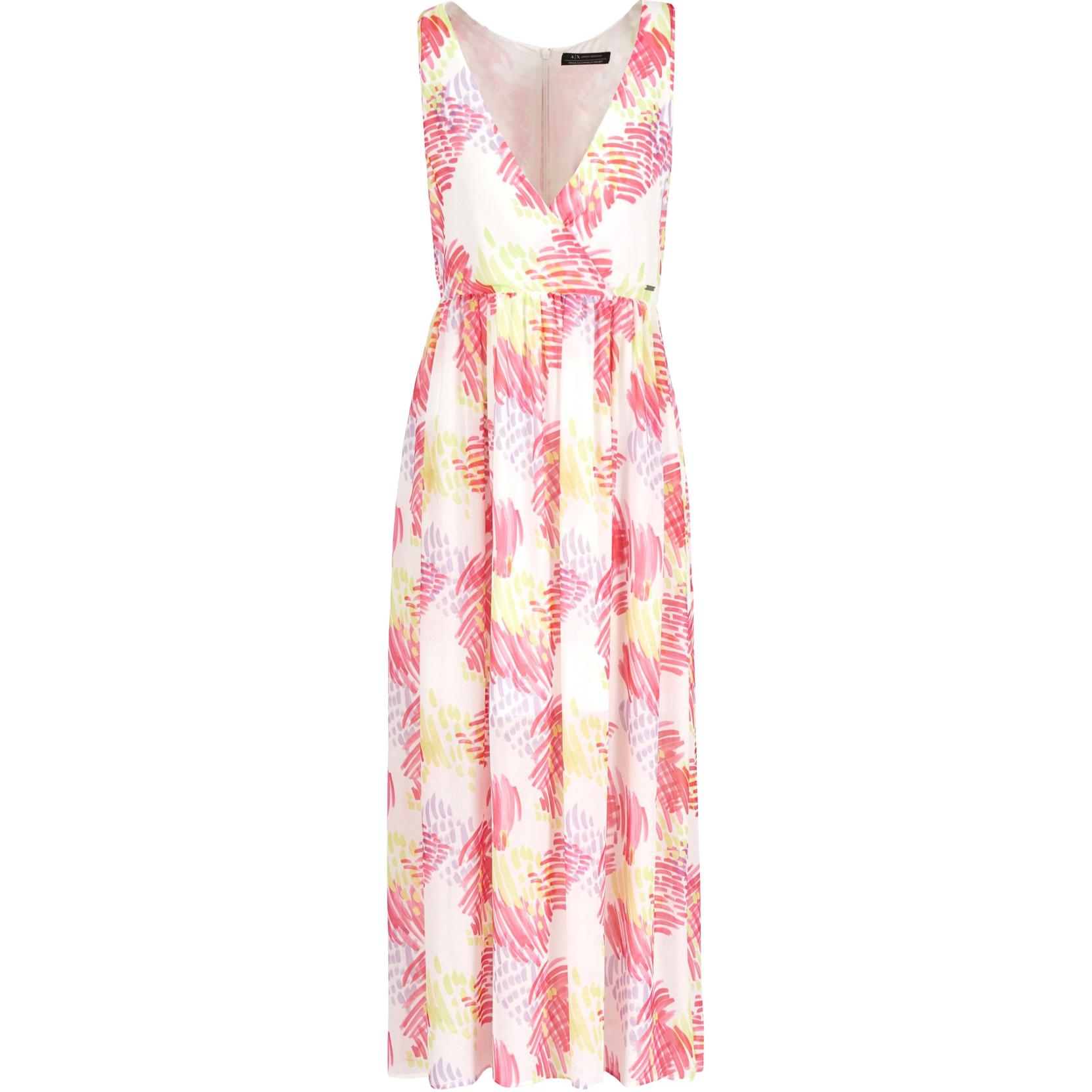 (Women) ARMANI EXCHANGE  Pink V-Neck Long Slip Dress with Full Print. 3DYA24-YN6TZ-01FD