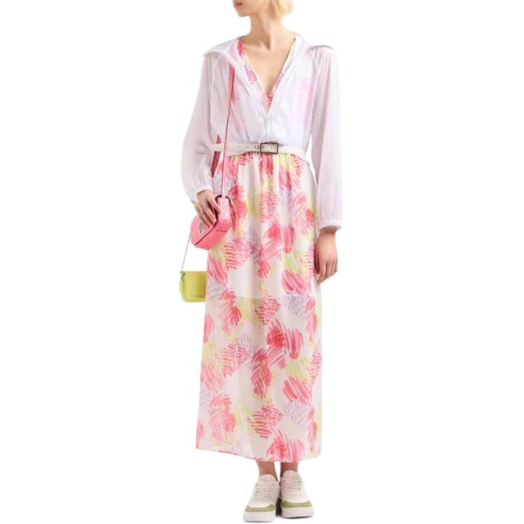 Lookbook (W) ARMANI EXCHANGE 粉色V领印花长款连衣裙 3DYA24-YN6TZ-01FD