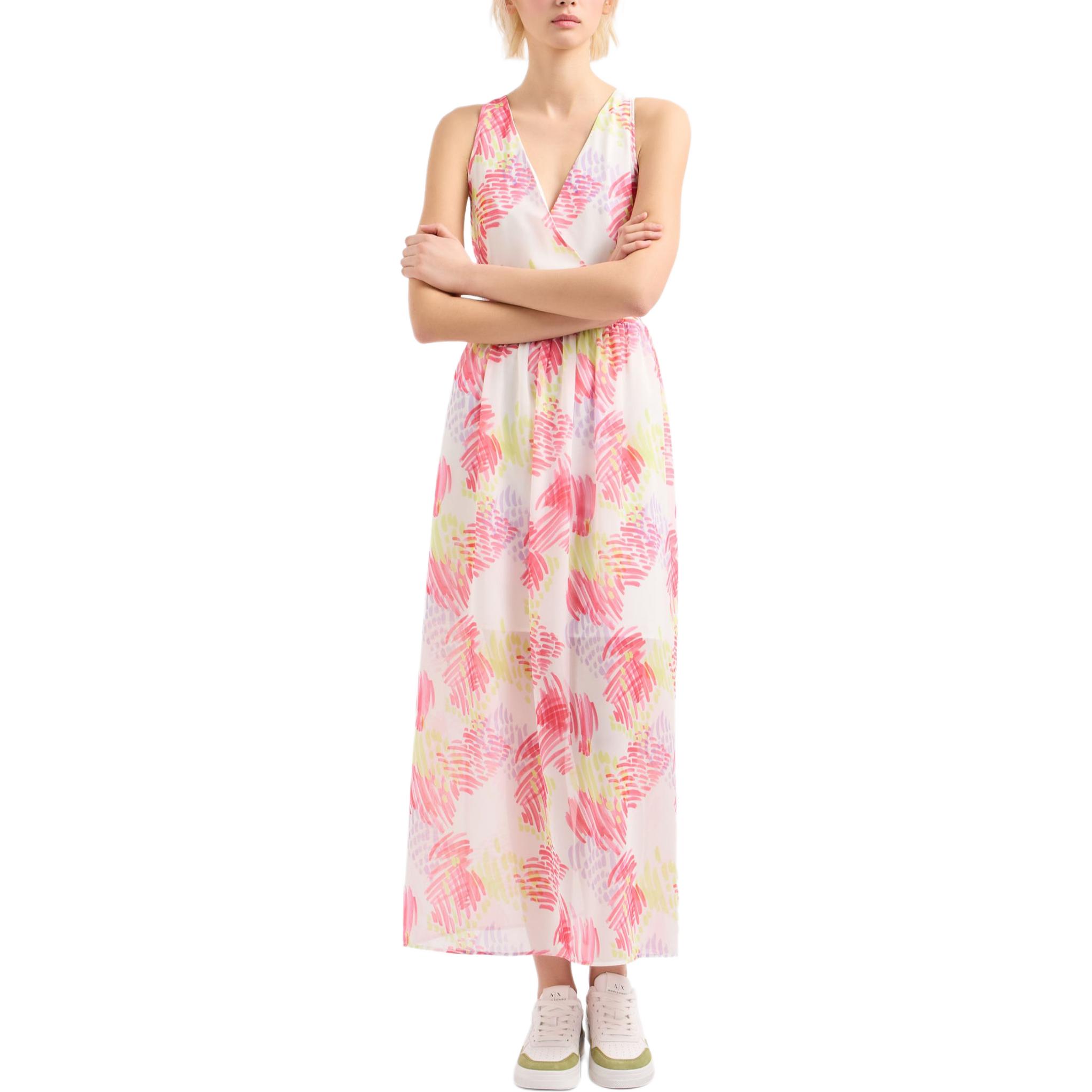 Shop (W) ARMANI EXCHANGE 粉色V领印花长款连衣裙 3DYA24-YN6TZ-01FD