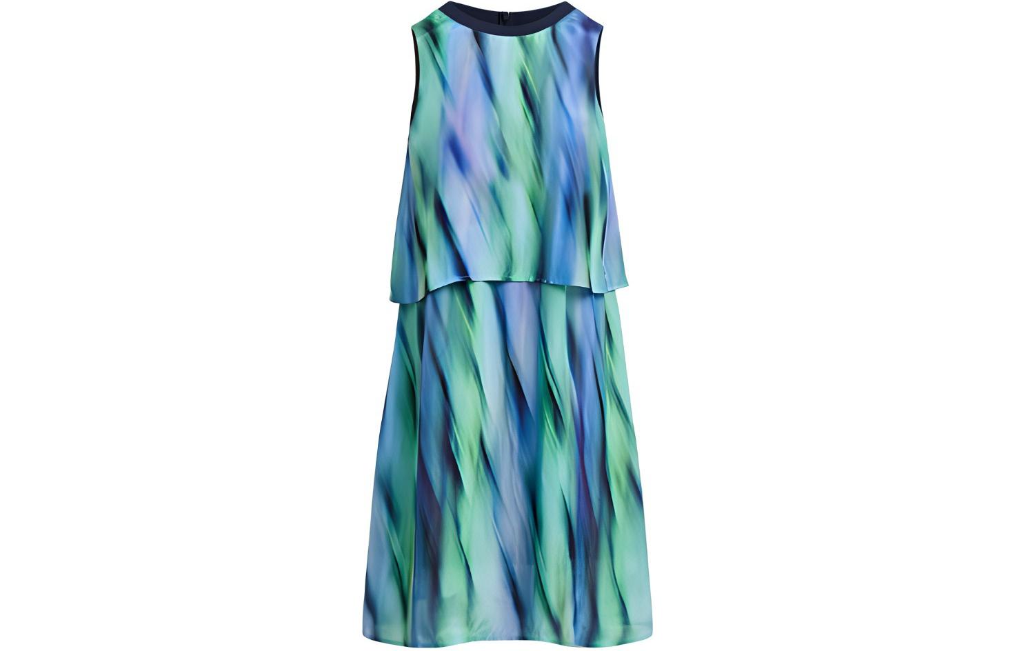 (Women) ARMANI EXCHANGE  Sleeveless A-Line Dress Blue-Green Print SS24 Patterned 3DYA06-YN7QZ-28AC