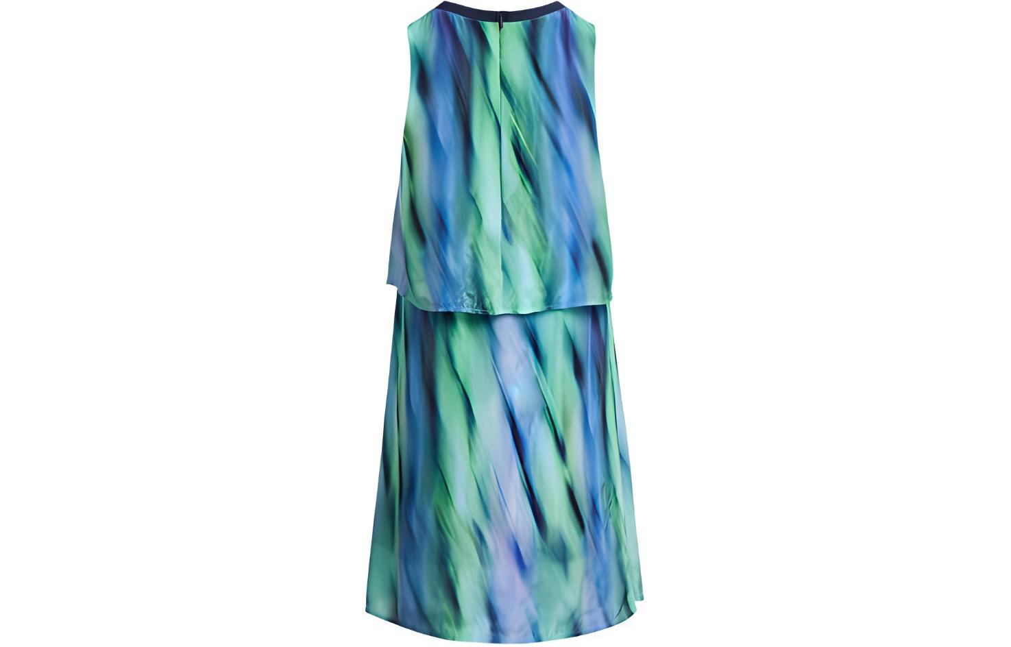 Lookbook (W) 阿玛尼AX无袖A字连衣裙蓝绿色印花SS24款式 3DYA06-YN7QZ-28AC