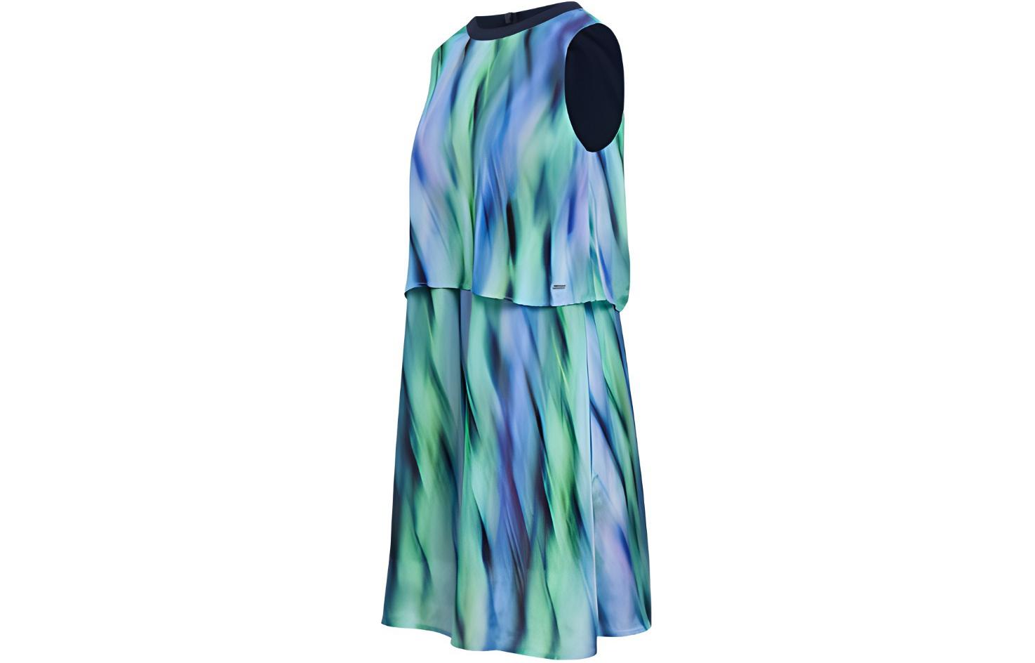 Shop (W) 阿玛尼AX无袖A字连衣裙蓝绿色印花SS24款式 3DYA06-YN7QZ-28AC