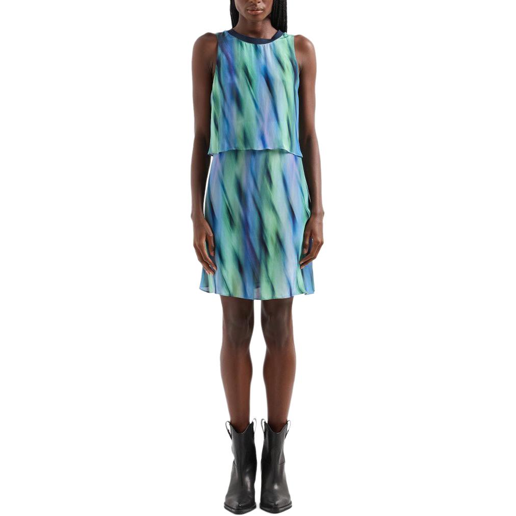 Purchase (W) 阿玛尼AX无袖A字连衣裙蓝绿色印花SS24款式 3DYA06-YN7QZ-28AC