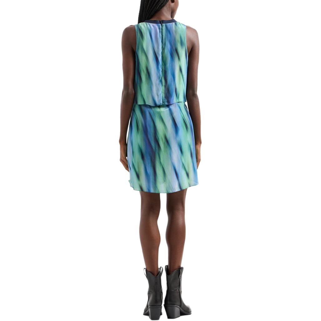 Details for (W) 阿玛尼AX无袖A字连衣裙蓝绿色印花SS24款式 3DYA06-YN7QZ-28AC