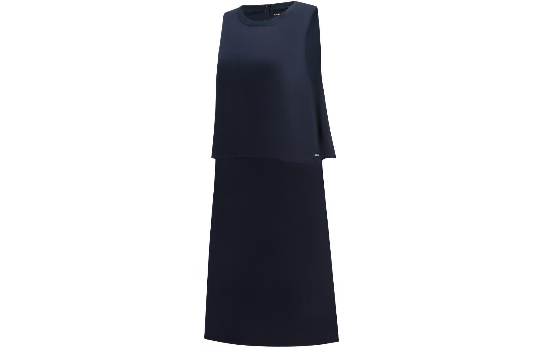 Shop (W) 阿玛尼AX无袖A字版型徽标连衣裙海军蓝SS24. 3DYA06-YN7QZ-1593