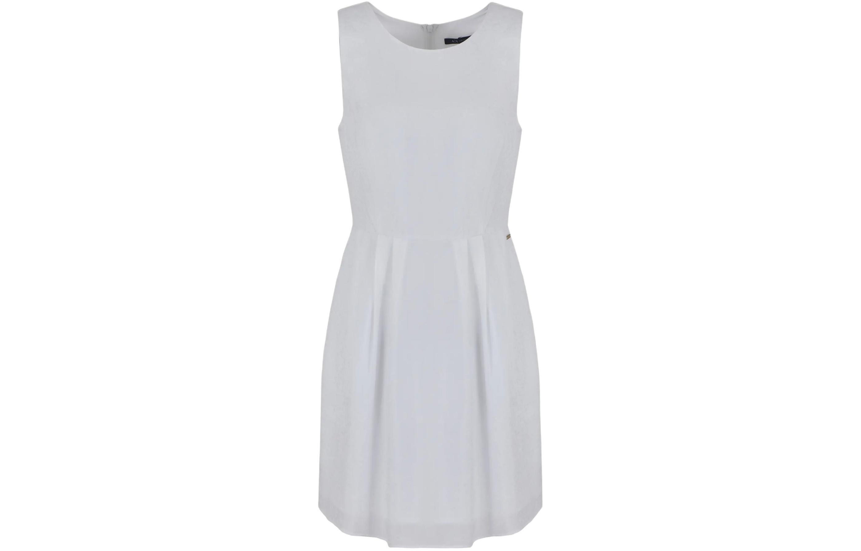 (Women) Armani Exchange  Sleeveless White Dress with Back Zip Closure SS24. 3DYA66-YN9RZ-1000