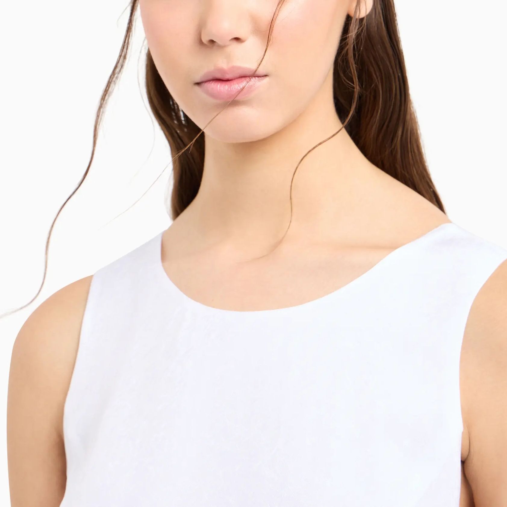 Sizing (W) 阿玛尼Exchange无袖白色连衣裙背部拉链款SS24. 3DYA66-YN9RZ-1000