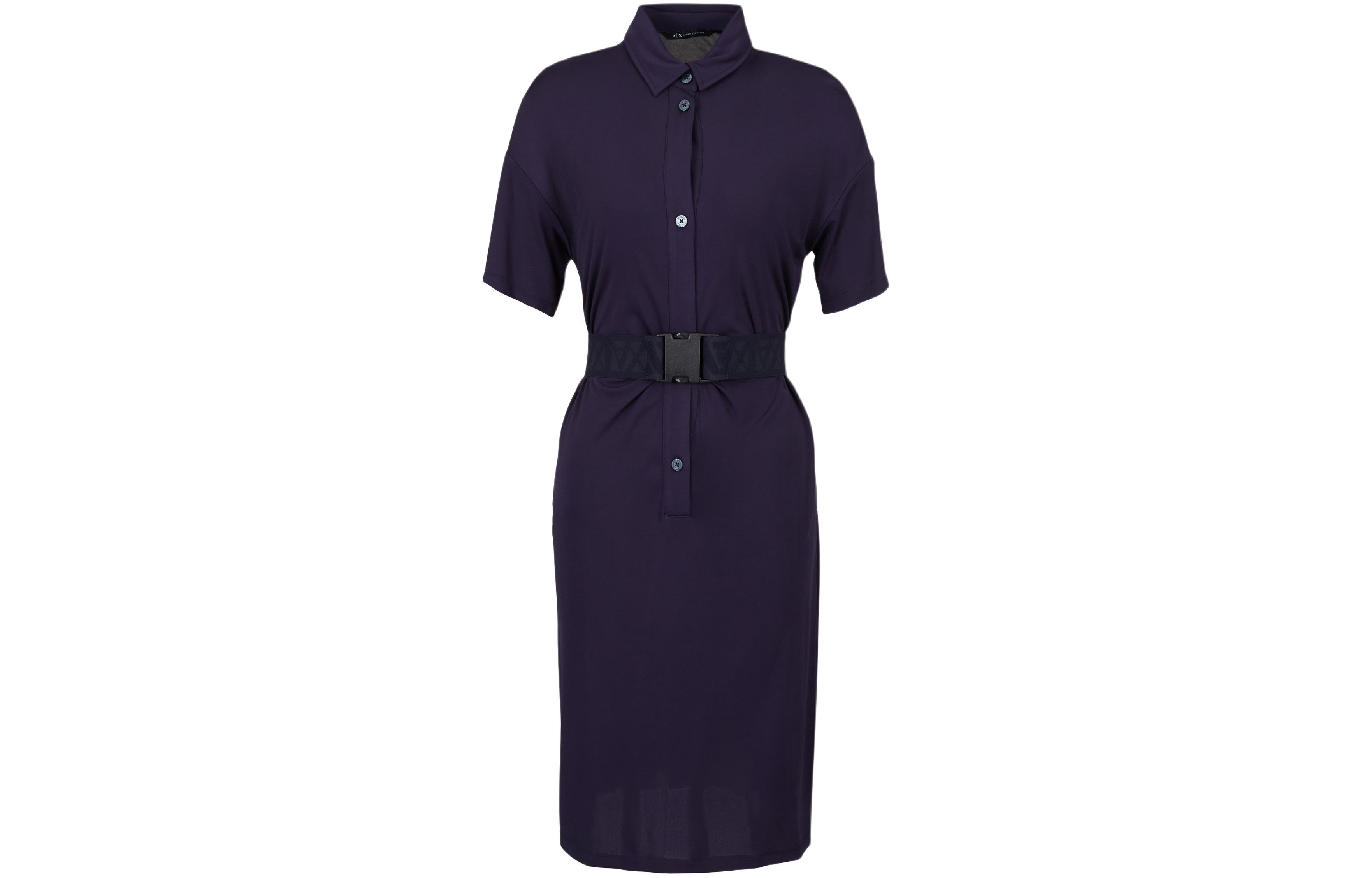 (Women) ARMANI EXCHANGE  Slim Fit Polo Midi Dress Deep Blue SS24. 3DYADD-YJEAZ-1593