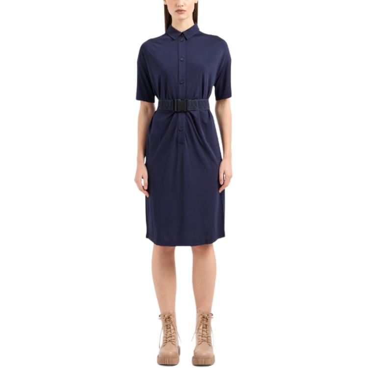 Lookbook (W) ARMANI EXCHANGE 修身款藍色中長款POLO洋裝 SS24。 3DYADD-YJEAZ-1593