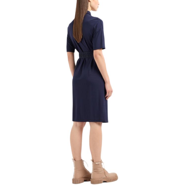 Shop (W) ARMANI EXCHANGE 修身款藍色中長款POLO洋裝 SS24。 3DYADD-YJEAZ-1593