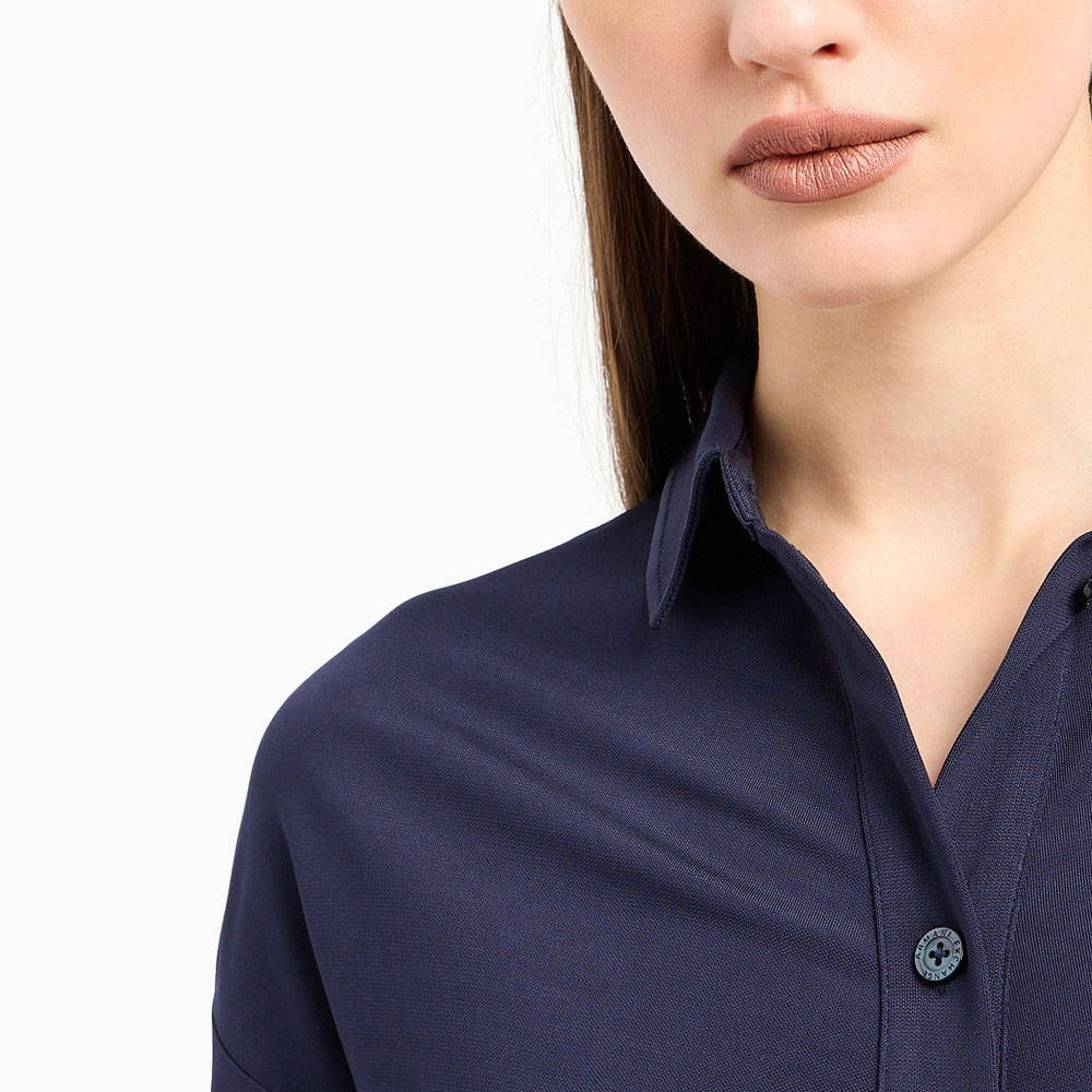 Details for (W) ARMANI EXCHANGE 修身款藍色中長款POLO洋裝 SS24。 3DYADD-YJEAZ-1593