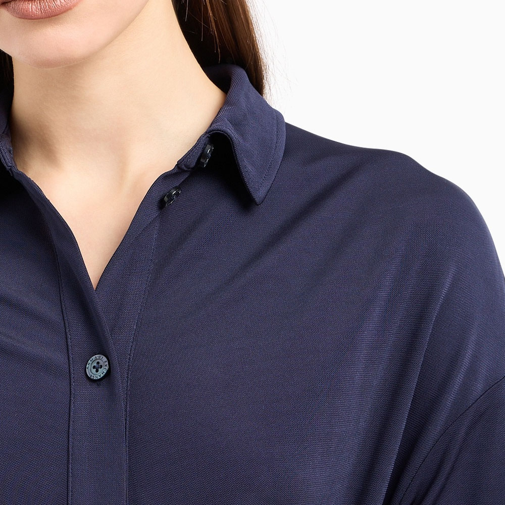 Sizing (W) ARMANI EXCHANGE 修身款藍色中長款POLO洋裝 SS24。 3DYADD-YJEAZ-1593