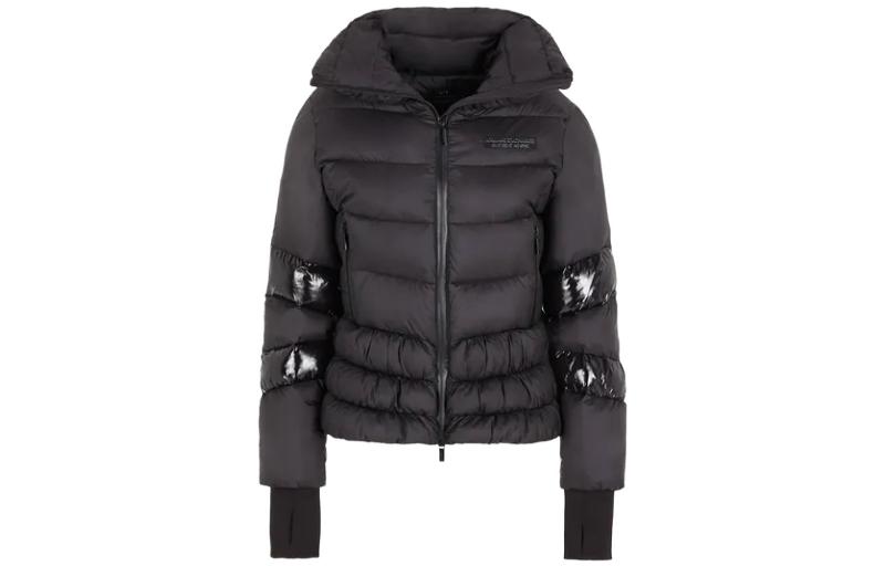 Sizing (W) 아르마니 익스체인지 솔리드 컬러 지퍼 캐주얼 다운 재킷. 6RYB19-YN4MZ-11200