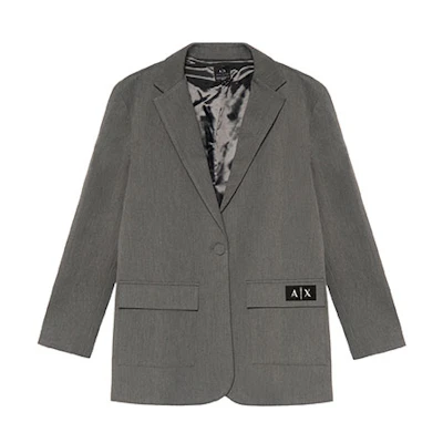 (Women) ARMANI EXCHANGE Solid Logo Blazer Single-Breasted Grey SS23. 6LYG22-YN2GZ-6910