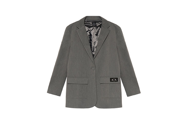 Order (W) ARMANI EXCHANGE Blazer Logo Kelabu Single-Breasted SS23. 6LYG22-YN2GZ-6910