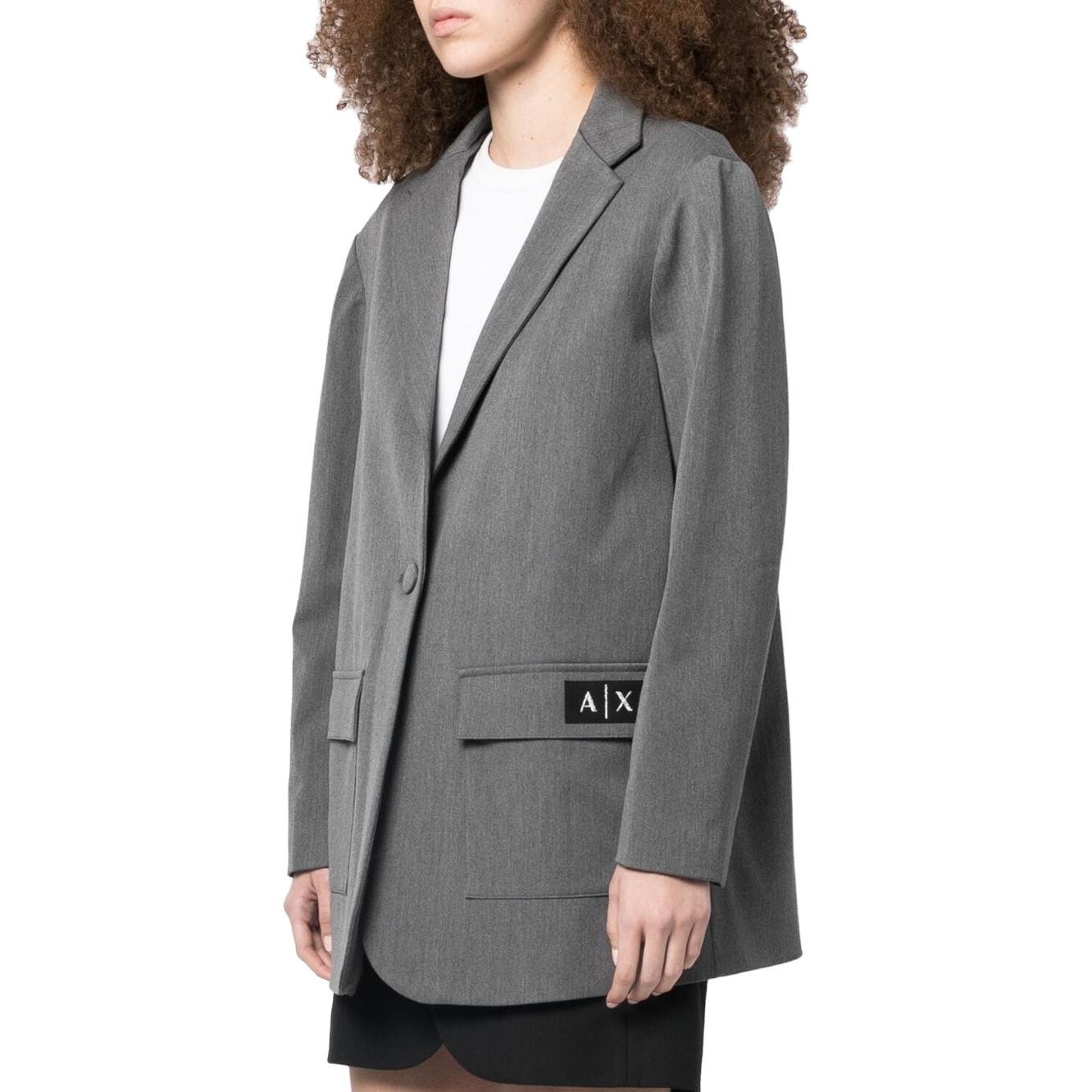 Shop (W) ARMANI EXCHANGE Blazer Logo Kelabu Single-Breasted SS23. 6LYG22-YN2GZ-6910