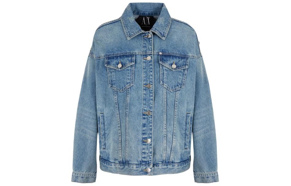(Women) ARMANI EXCHANGE  Washed Denim Long-Sleeve Jacket Blue - SS24. 8NYB34-Y4AAZ-150A